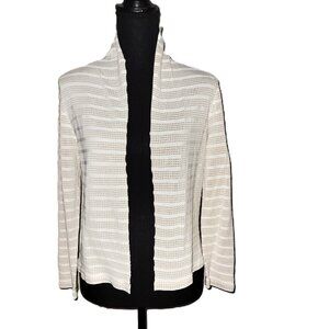 Armani No-Button White & Tan Check Cardigan - 4